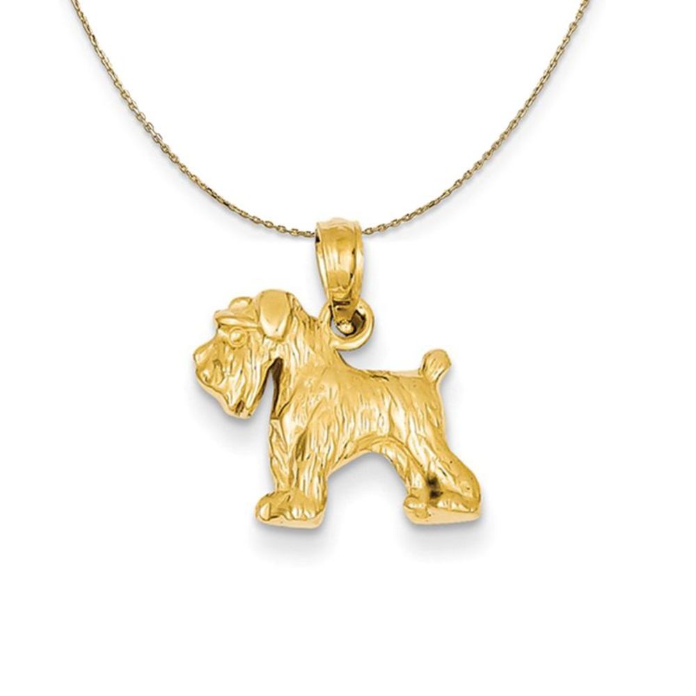 14k Yellow Gold 2D Schnauzer Necklace - 24 Inch